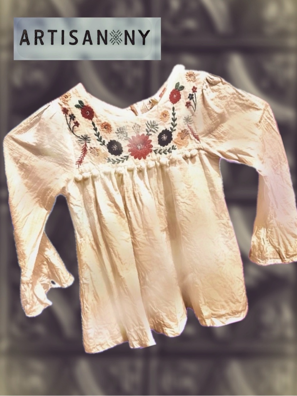Artisan NY Cream Embroidered Girl’s Top